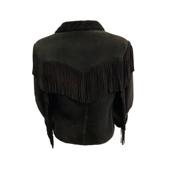 Ralph Lauren Collection Black Shearling with Fringe Jacket - Picture 3 of 5